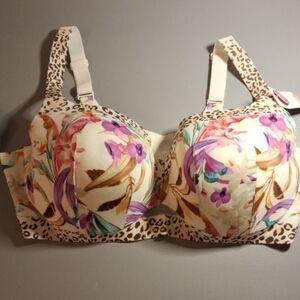 Clinique Floral Full-Coverage Bra in Cream, Purple and Pink